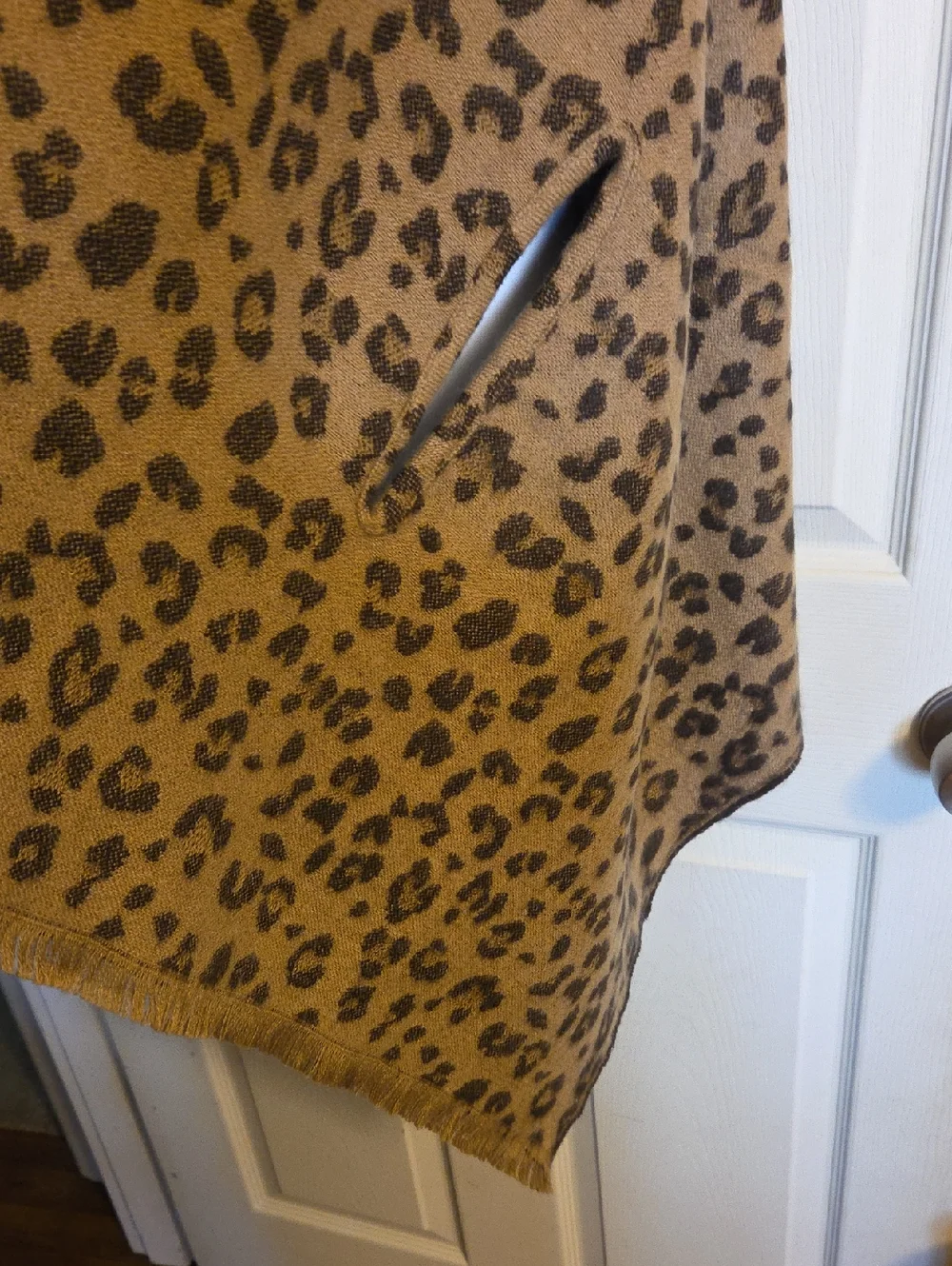 J.Crew Reversible Leopard Print Cape-scarf With Fringed Hem
